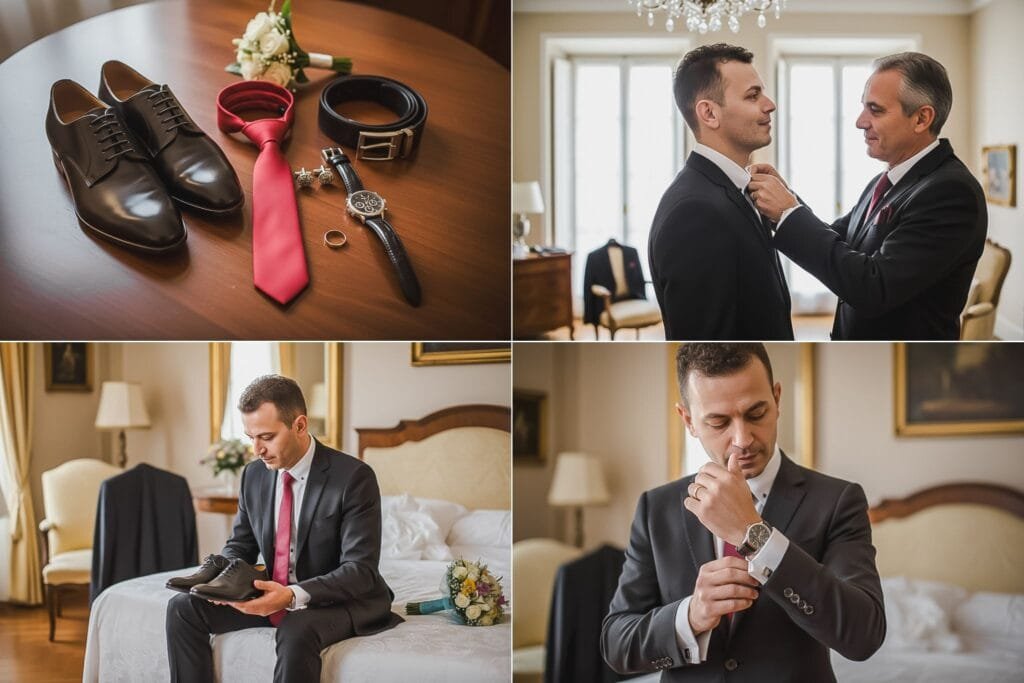 Mirele Gio își pregătește costumul, detalii elegante de pantofi, cravată și ceas